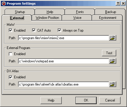 settings external